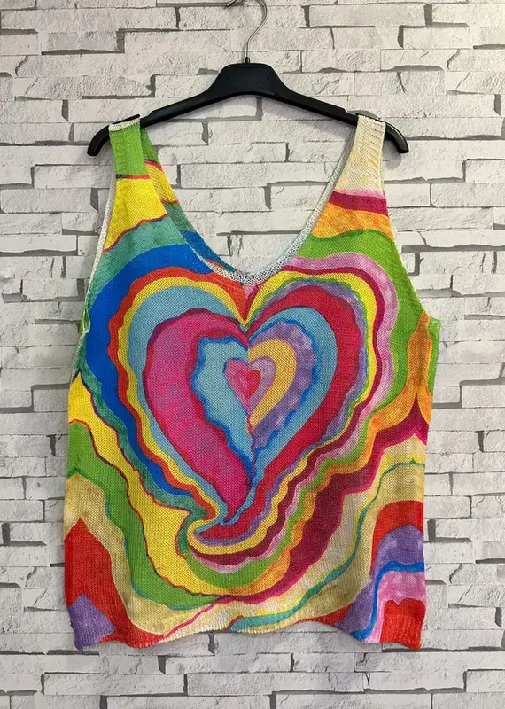 Heart V-Neck Knit Tank
