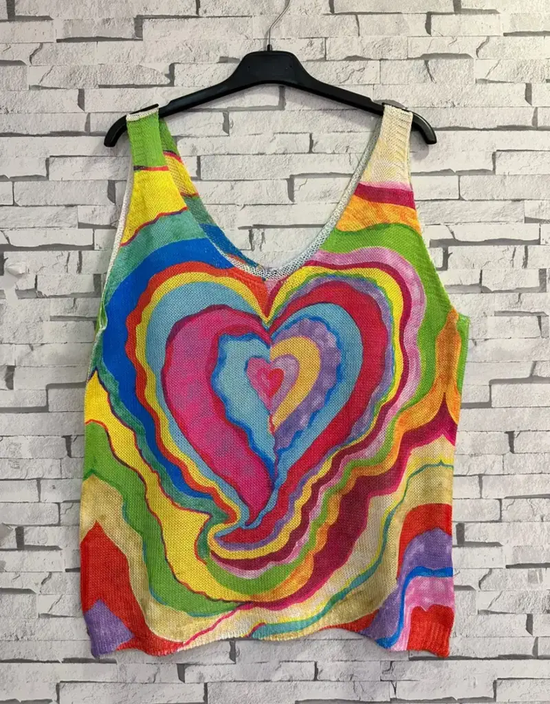Heart V-Neck Knit Tank