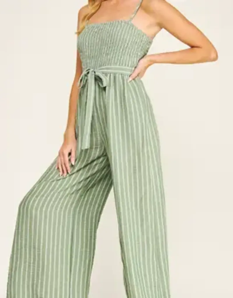 Coastal Stripe Smocked Wide Leg Jumpsuit