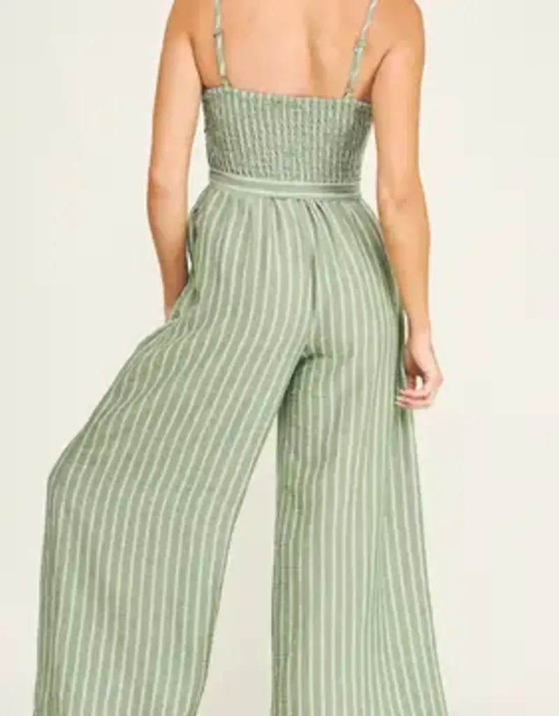 Coastal Stripe Smocked Wide Leg Jumpsuit