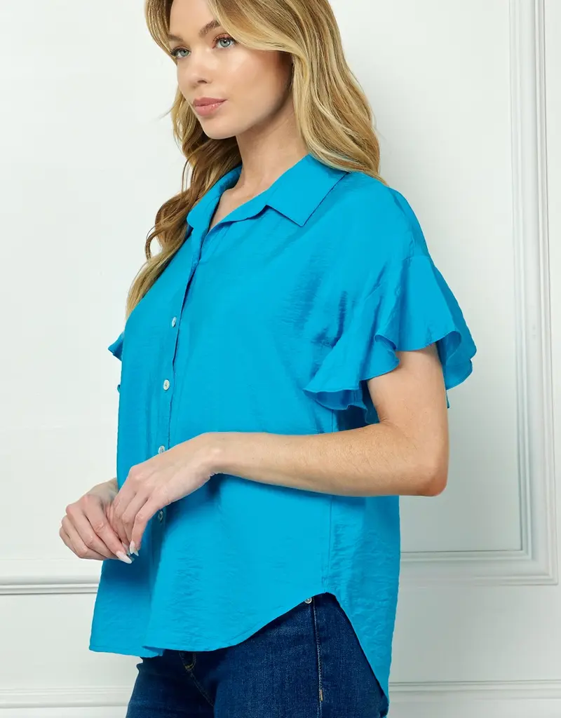 Softly Feminine Ruffle Sleeve Blouse