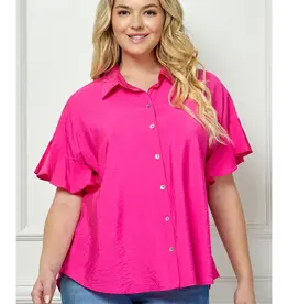 Softly Feminine Ruffle Sleeve Blouse - Available in Hot Pink & Turq