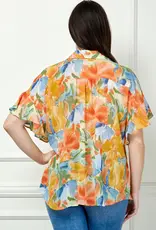 Floral Softly Feminine Ruffle Sleeve Top