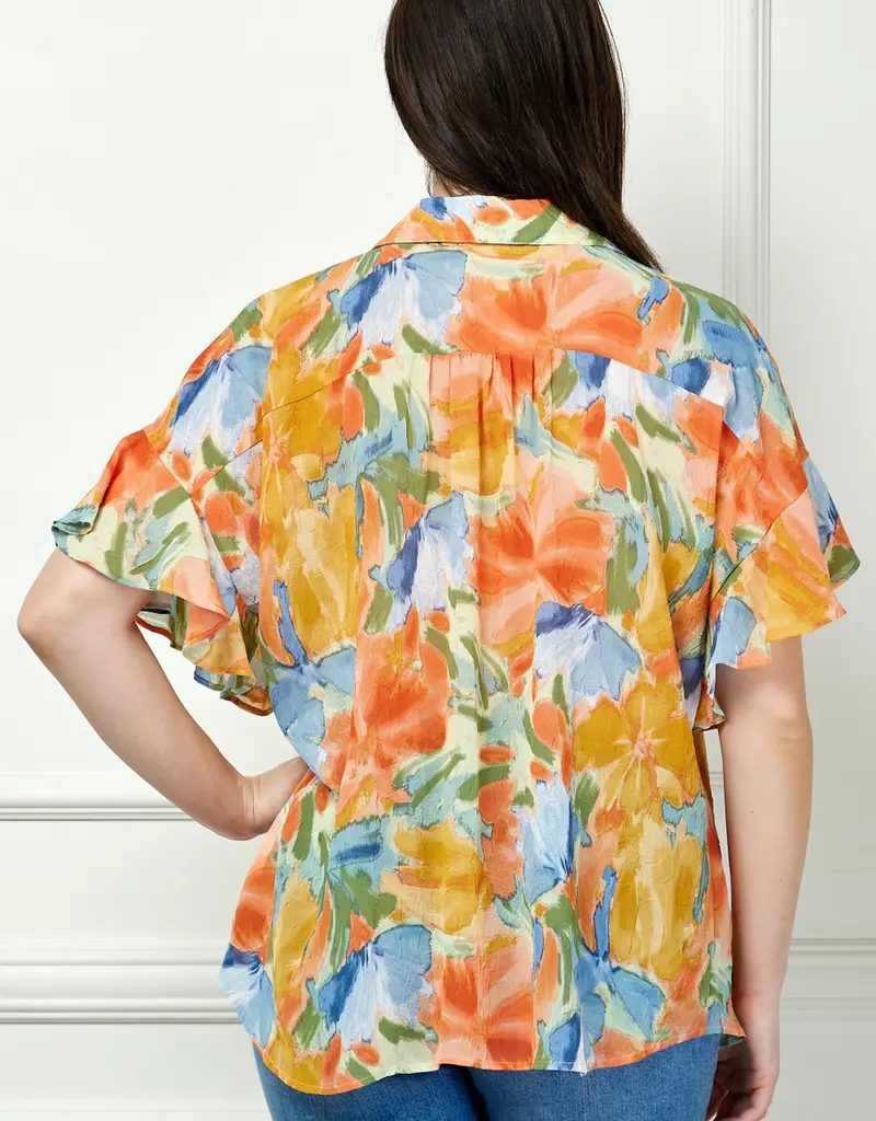 Floral Softly Feminine Ruffle Sleeve Top