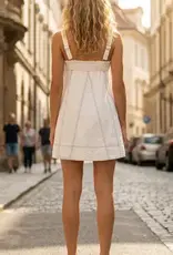 Connie Contrast Stitch Dress with Ruffle Detail