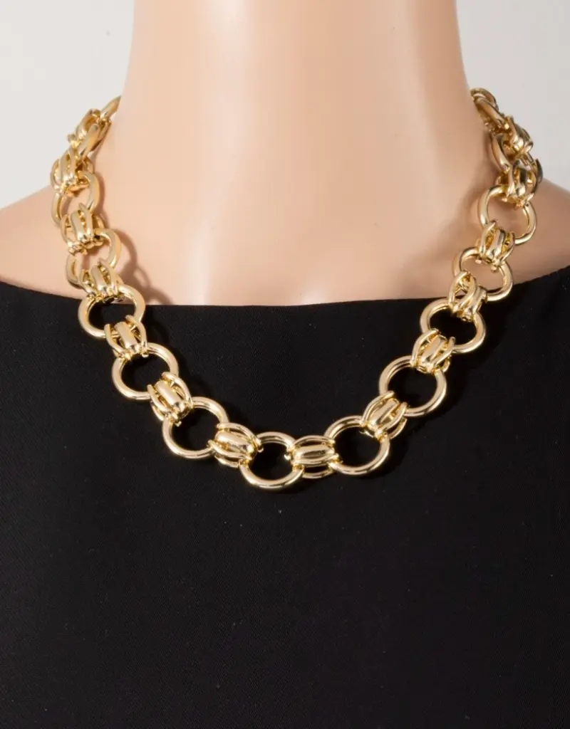 Circle Multi Link Statement Chain Necklace - GOLD