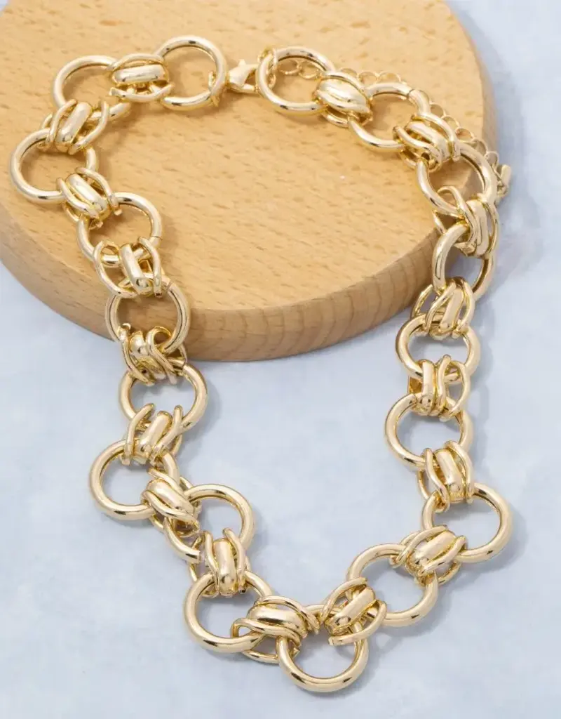 Circle Multi Link Statement Chain Necklace - GOLD