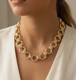 Circle Multi Link Statement Chain Necklace - GOLD