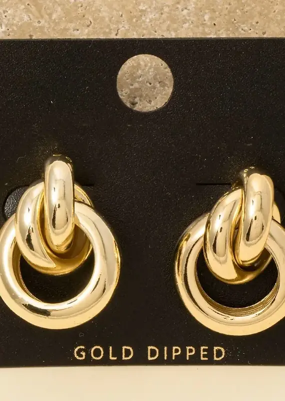 Gold Dipped Thick Layered Door Knocker Earrings