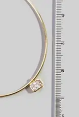 Herringbone Chain Baguette Cz Pendant Necklace - GOLD