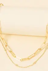Dainty Mixed Layered Classic Chain Necklace = GOLD