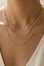 Dainty Mixed Layered Classic Chain Necklace = GOLD