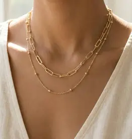 Dainty Mixed Layered Classic Chain Necklace = GOLD