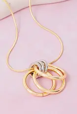 Multi Ring Charms Rope Chain Necklace - Gold/Sliver