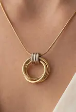 Multi Ring Charms Rope Chain Necklace - Gold/Sliver