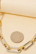 Two Tone Oval Classic Chain Cz Pave Link Classic Chain