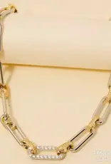 Two Tone Oval Classic Chain Cz Pave Link Classic Chain