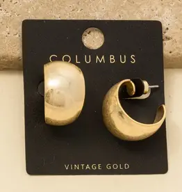 Vintage Gold Rounded Chunky Hoop Earrings