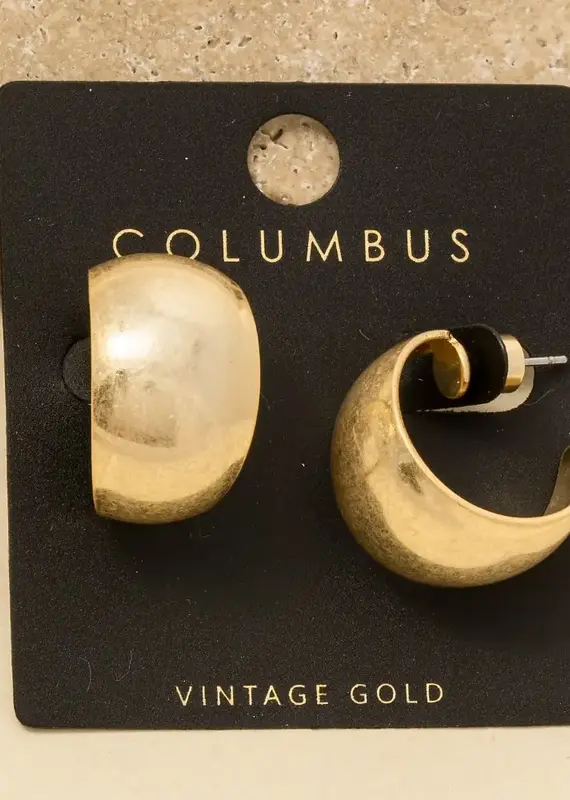 Vintage Gold Rounded Chunky Hoop Earrings