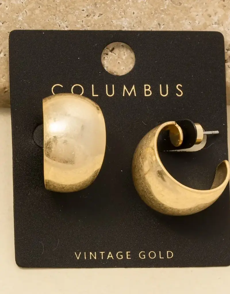 Vintage Gold Rounded Chunky Hoop Earrings