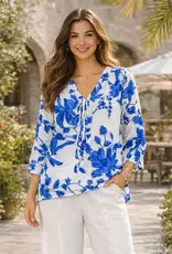 Lindsay Linique Tie Front Bell Sleeve Blouse