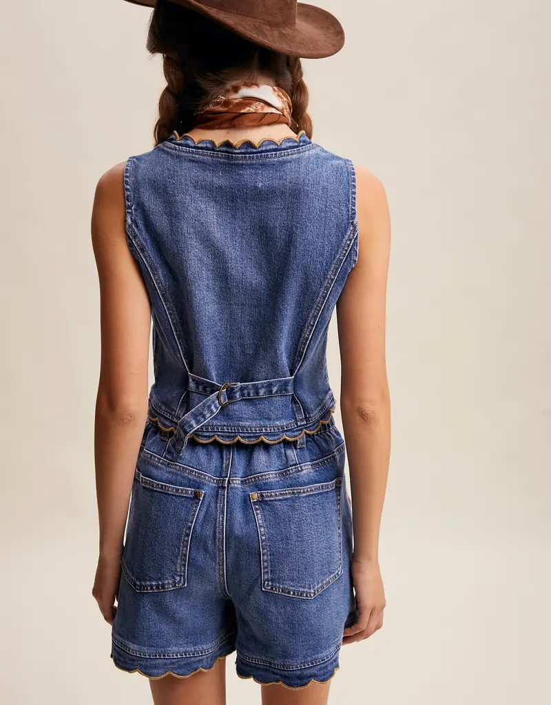 Samantha Scallop Trim Stretch Denim