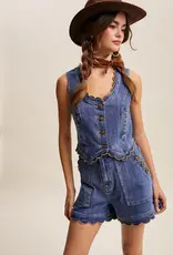 Samantha Scallop Trim Stretch Denim