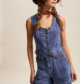 Samantha Scallop Trim Stretch Denim