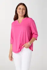 Saylor Notch Neck Elbow Sleeve Top