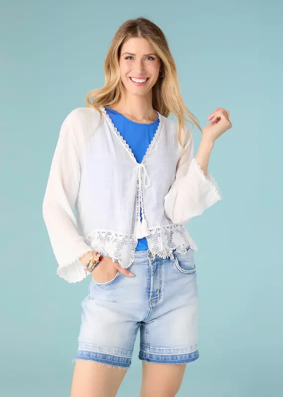 Sheila Lightweight Cardigan with Lace Trim