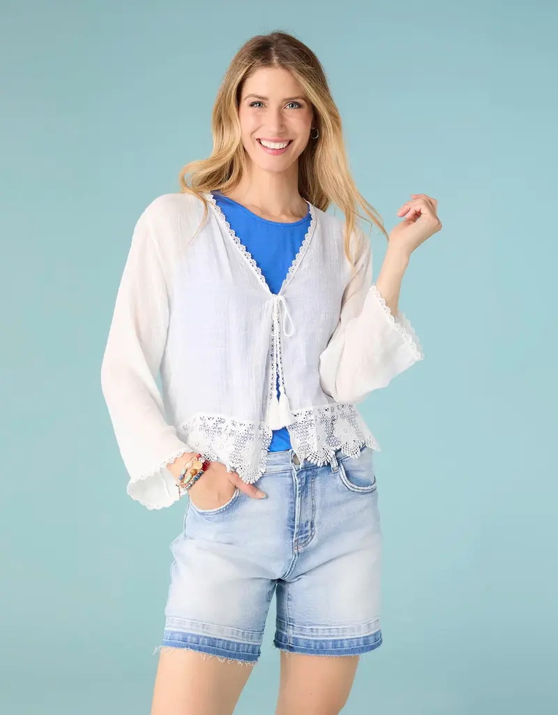Sheila Lightweight Cardigan with Lace Trim