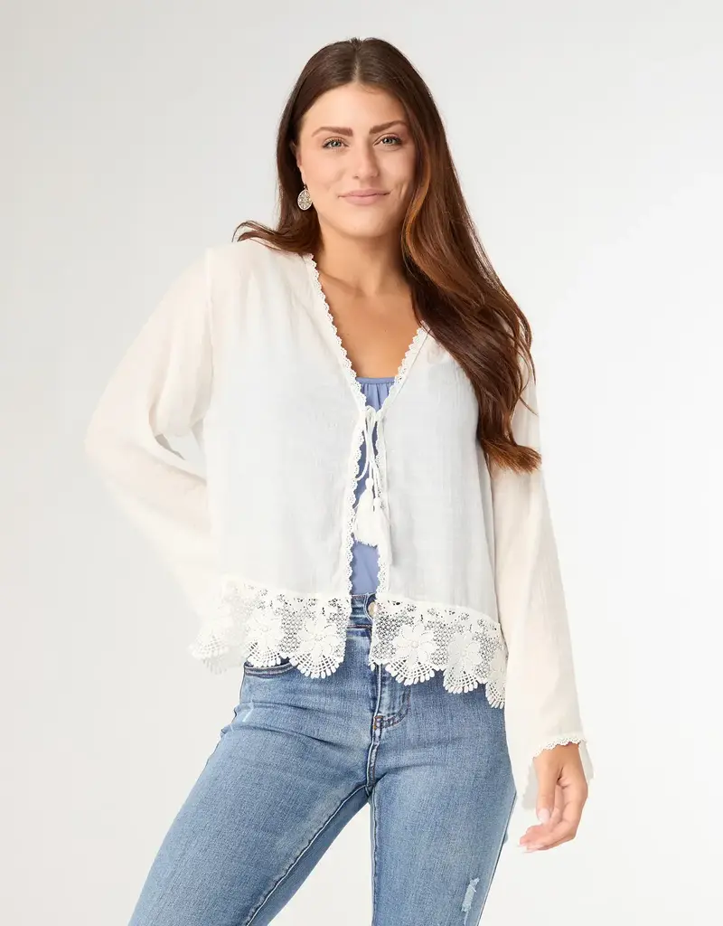 Sheila Lightweight Cardigan with Lace Trim