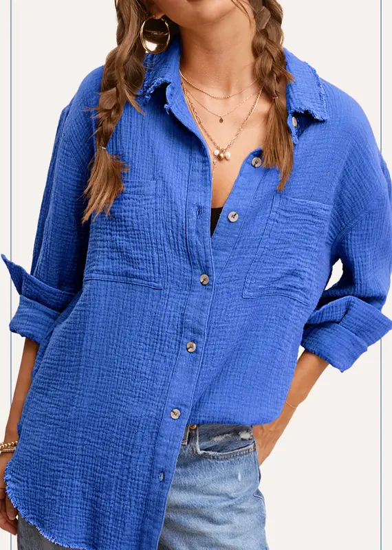 Cindy Crinkled Soft Washed Gauze Shirt