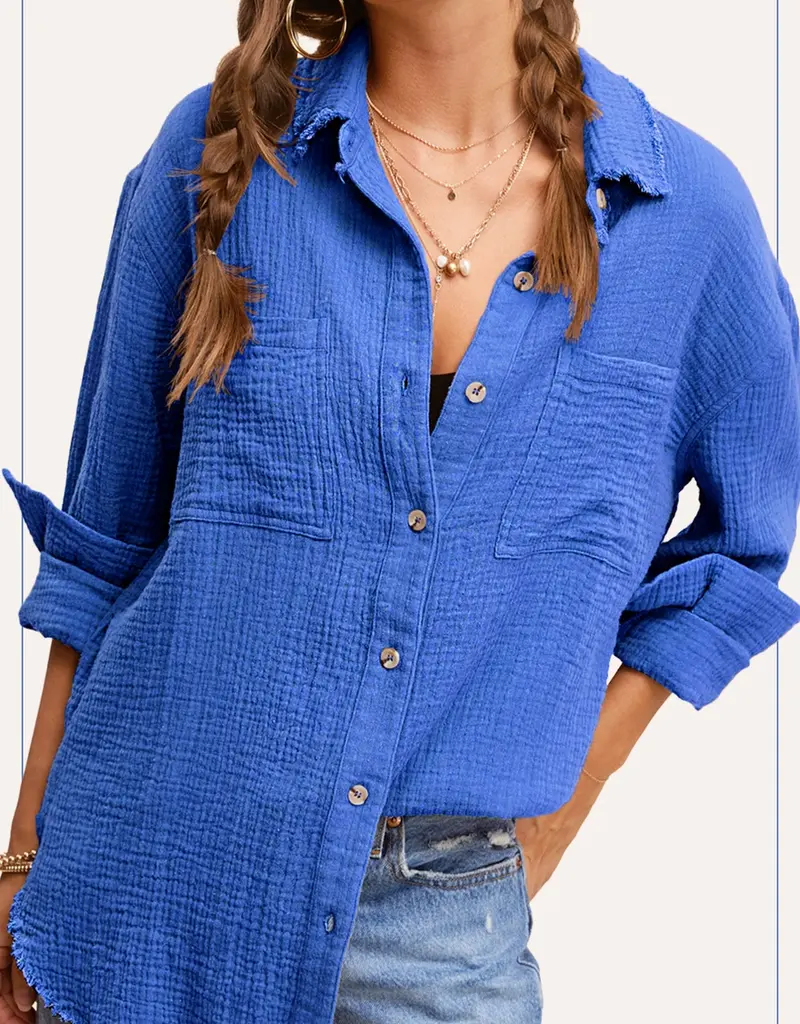 Cindy Crinkled Soft Washed Gauze Shirt