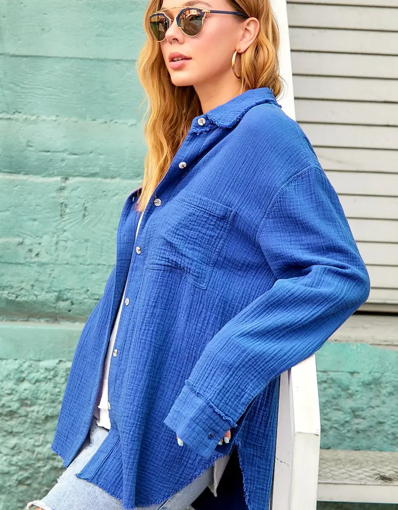Cindy Crinkled Soft Washed Gauze Shirt