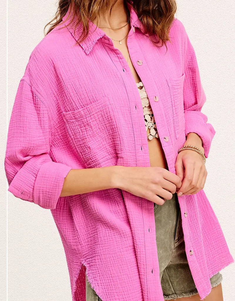 Cindy Crinkled Soft Washed Gauze Shirt