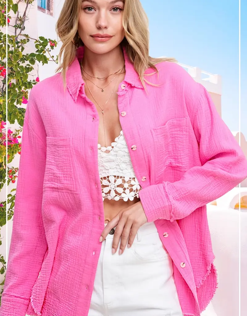 Cindy Crinkled Soft Washed Gauze Shirt