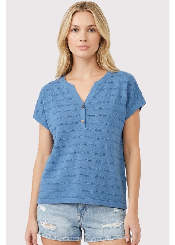 Patsy Pointelle Striped Knit Top