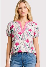 Valerie V-Neck Poplin Flroal Top