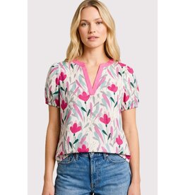 Valerie V-Neck Poplin Flroal Top
