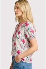 Valerie V-Neck Poplin Flroal Top