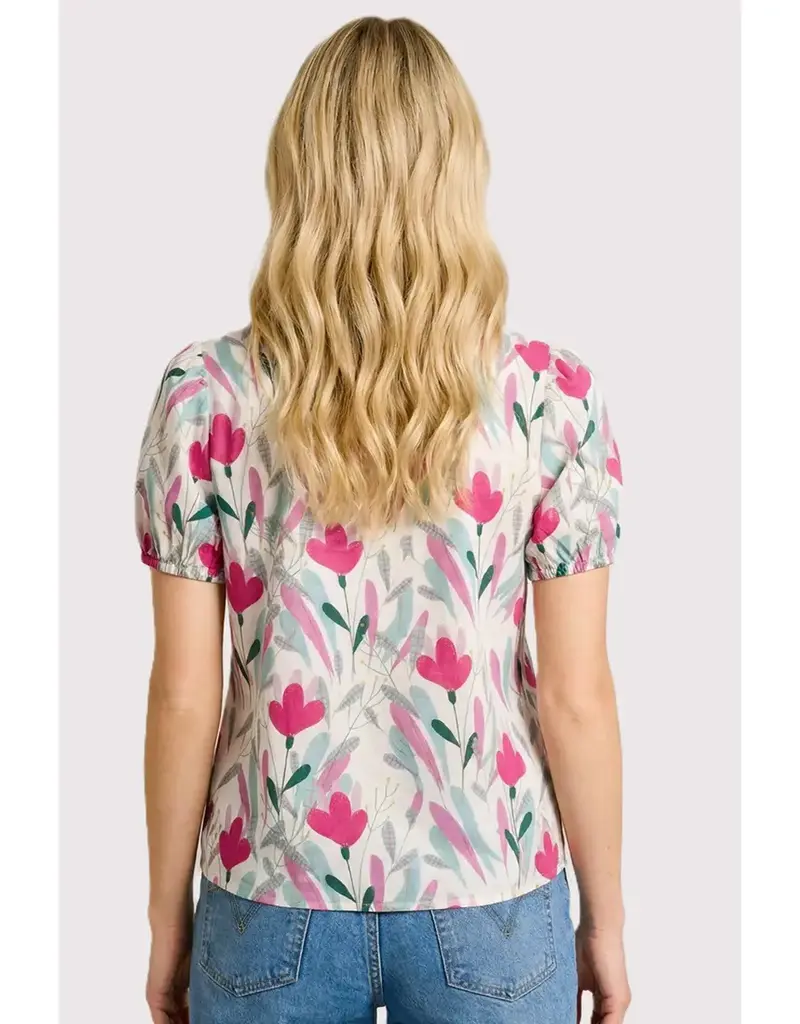 Valerie V-Neck Poplin Flroal Top