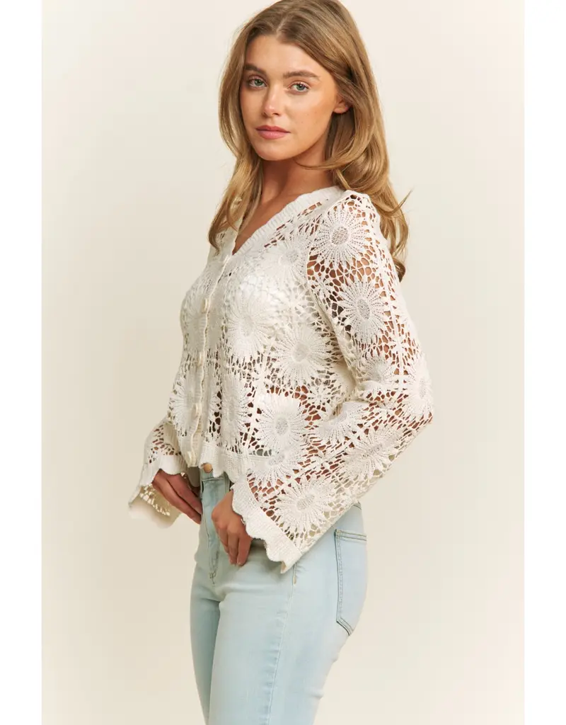 Scallop Lace Floral Crochet Top