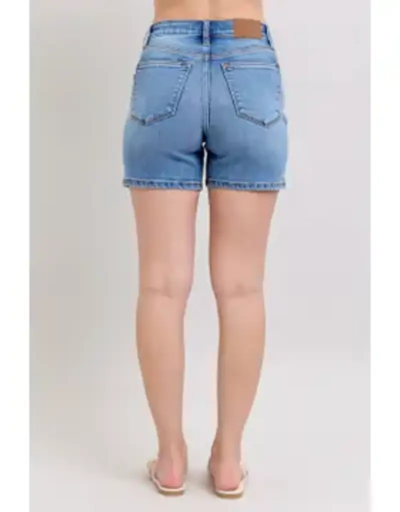 Judy Blue HW 2 Button Mid Length Dad Shorts