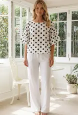 Windy Polka Dot Wild Ruffle Sleeve Flowy Top