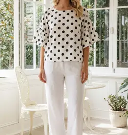 Windy Polka Dot Wild Ruffle Sleeve Flowy Top