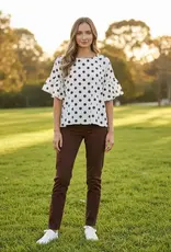 Windy Polka Dot Wild Ruffle Sleeve Flowy Top