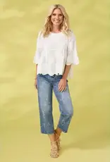 Elyse 3/4 Sleeve Embroidered Babydoll Top