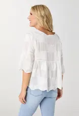 Elyse 3/4 Sleeve Embroidered Babydoll Top