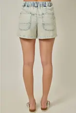 Vintage Denim Washed Tie Waist Short